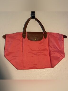Longchamp Le Pliage Double Short Handle Bag Grenadine Pink- Medium